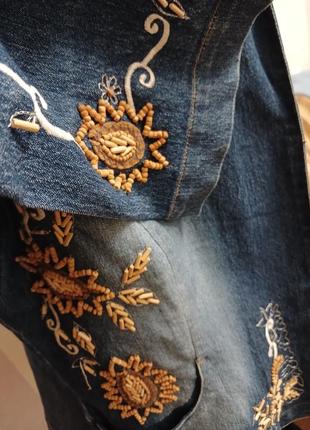 Італія джинсовий жакет з вишивкою италия джинсовый пиджак легкий5 фото