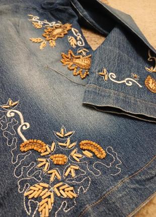 Італія джинсовий жакет з вишивкою италия джинсовый пиджак легкий9 фото