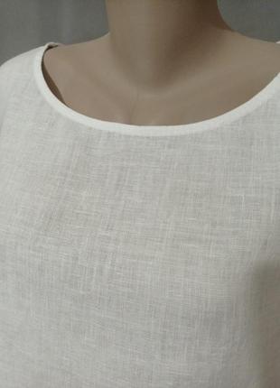 Актуальна біла льняна блуза оверсайз/ вільного крою, італія.3 фото