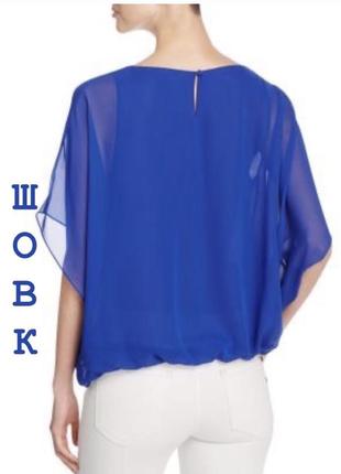 Синя шовкова блуза топ з шовку elegance paris escada шелковая блуза шелковая футболка