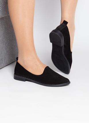Черные базовые велюровые туфли балетки 38 размера