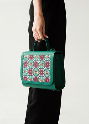 Сумка, женская кожаная сумка, сумка с вышивкой, сумка с орнаментом, кожаная сумка5 фото