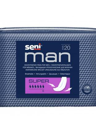 Урологические вкладыши, прокладки для мужчин seni man super 20 шт1 фото