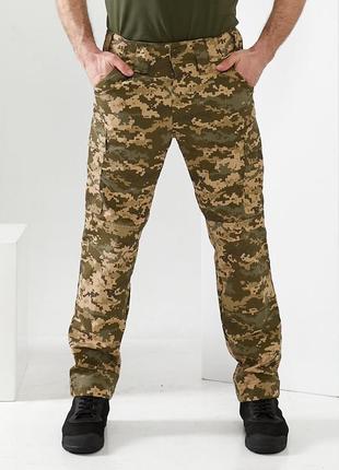 Штани чоловічі брюки військові для військових військового зсу бавовняні зелені хакі батал базові бойові тактичні ріпстоп хлопкові піксель2 фото