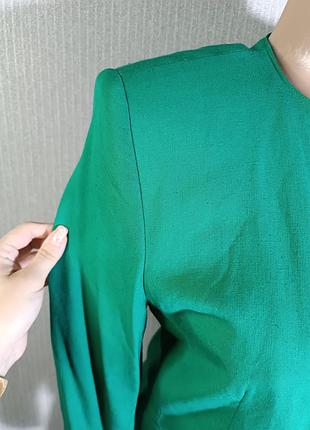 Изысканы элегантный жакет льняной изумрудный зумрудный 💚3 фото