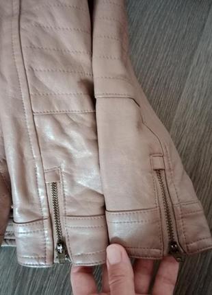 Куртка косуха бежевая эко кожа для девочки 2 / 3 года4 фото
