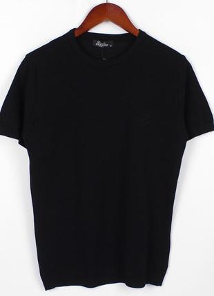 Мужская футболка с резинкой внизу, мягкий тянущийся материал, цвет однотонный черный