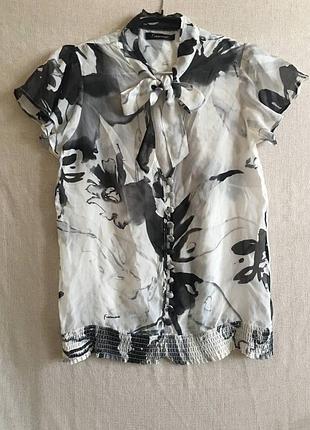 Шелковая крепдешиновая блуза с бантом