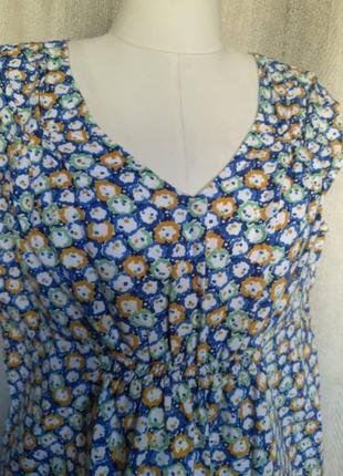 Льняная женская блуза майка, натуральная хлопковая блузка лен/котон мелкий цветок3 фото