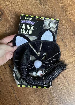 Набор маска хвостик черный кот кошка карнавальный маскарадный костюм2 фото