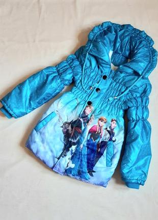 Легкая куртка пальто еврозима frozen эльза и анна на 7-8 лет2 фото