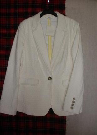 Новый белый пиджак, жакет перфорация вышивка ришелье прошва