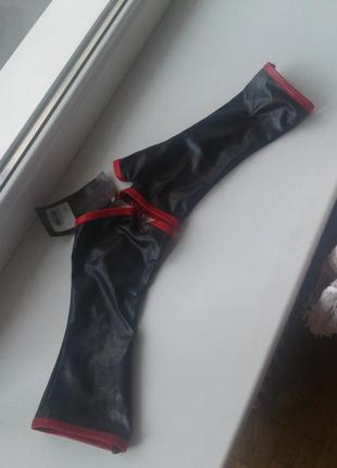 Митенки имитация латекса черные с красной отделкой mapale lingerie колумбия2 фото