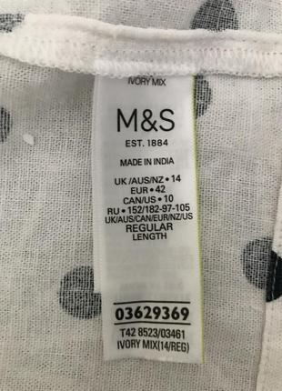 Льняное белое платье в горошек от marks&spencer, размер 14, укр 46-48-509 фото