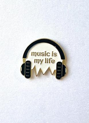 Эмалированный значок pin пин на рюкзак, куртку наушники, музыка стиль