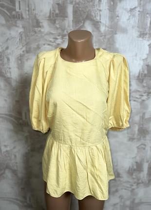 Желтая блузка ,объемные рукава,большой размер(032)2 фото