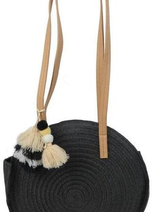 Экологическая соломенная плетеная сумка женская esmara черная1 фото