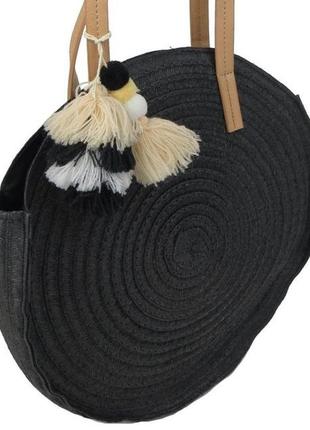Экологическая соломенная плетеная сумка женская esmara черная2 фото