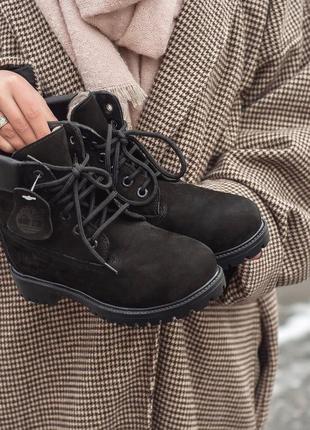 Шикарные женские ботинки timb black ( зима)