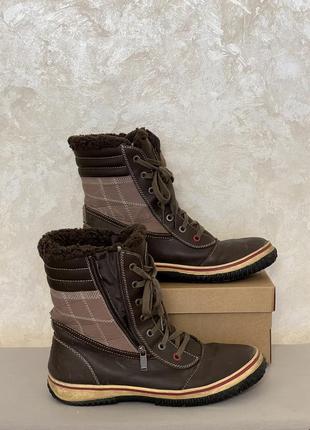 Оригинальные зимние высокие ботинки меховые мужские коричневые pajar canada кожа мех 44 45