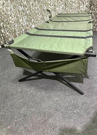 Розкладачка з кишенями ліжко металеве. розкладачка з чохлом. хакі