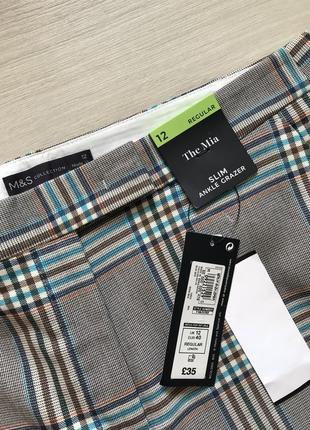 Узкие брюки до щиколотки в клетку m&s5 фото