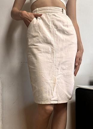 Льняная юбка футляр меди