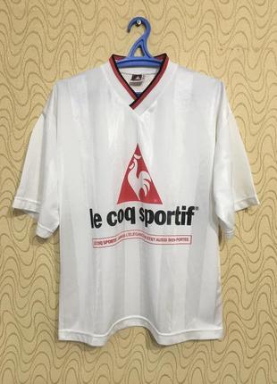 Винтажная спортивная футбольная ретро футболка майка ле кок спортив vintage football retro shirt  le coq sportif big logo игровая джерси jersey adidas1 фото