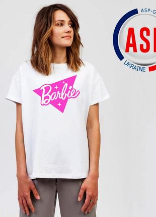 Футболка барбі barbie з написом, логотипом, рожевого кольору під замовлення 1 день