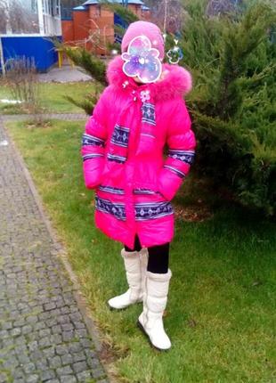 Пальто-пуховик зимовий на дівчинку3 фото