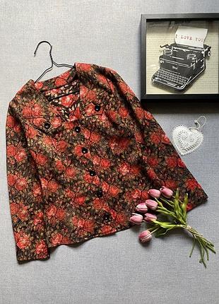 Экслюзивная блуза, рубашка, жакет, в цветочный принт, шерсть,