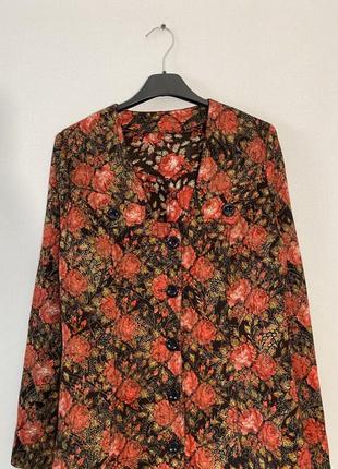 Экслюзивная блуза, рубашка, жакет, в цветочный принт, шерсть,9 фото