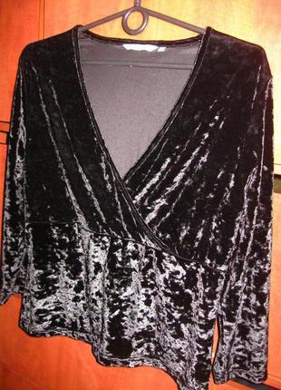 Праздничный блузон бархатный черный1 фото