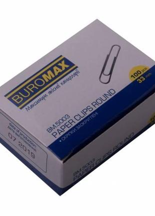 Скріпки buromax 33мм круглі нікельовані 100шт bm.5003