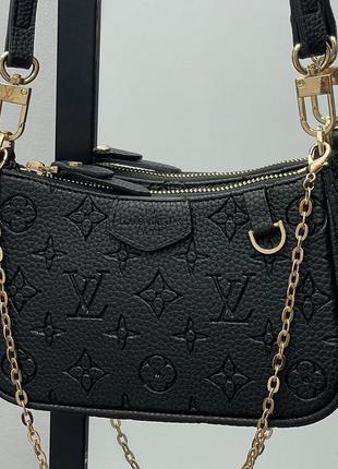 Жіноча сумочка louis vuitton easy pouch on strap monogram empreinte lether black