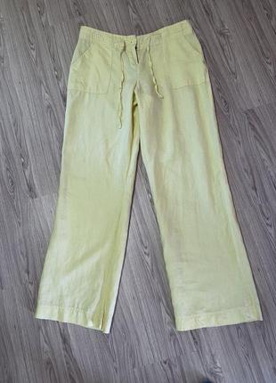 Стильные штаны желтого цвета,лен1 фото