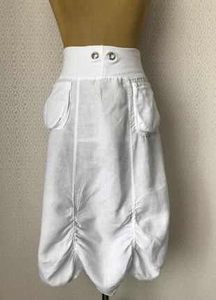 100% лен! оригинальная белоснежная льняная юбка, италия размер м, укр 46-48