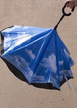 Зонт lesko up-brella голубое небо новинка смарт зонт обратного сложения ручка hands free умный зонт (k-269s)10 фото