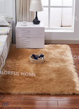 Коврик пушистый меховый с длинным ворсом лама 100х180