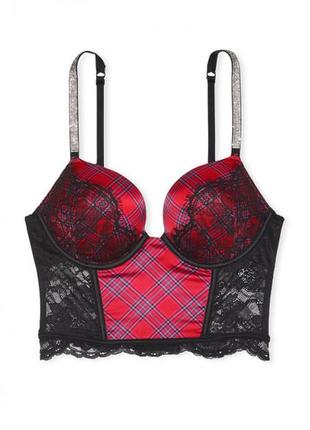 Бюстье корсет с двойным пуш-ап bombshell add-2-cups push-up corset top lacy plaid very sexy victoria’s secret