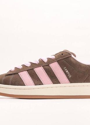 Круті кросівки adidas campus 00s brown pink коричневі з рожевим2 фото