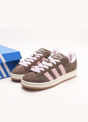 Круті кросівки adidas campus 00s brown pink коричневі з рожевим