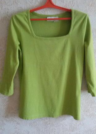 Хлопковый пуловер спаржевого цвета1 фото