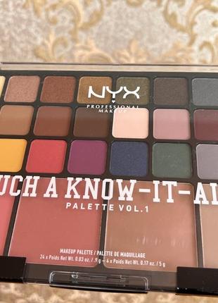 Палетка для макияжа nyx professional makeup such a know-it-all eyeshadow, blusher & contour palette4 фото