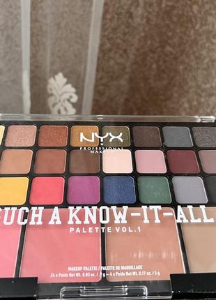 Палетка для макияжа nyx professional makeup such a know-it-all eyeshadow, blusher & contour palette2 фото