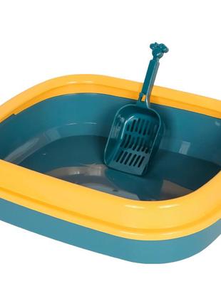 Туалет для кошек taotaopets 225501 indigo 46.5*38.5*13 см лоток для котов с лопаткой