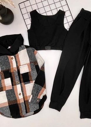 Костюм тройка для девочки рубашка+брюки+топ