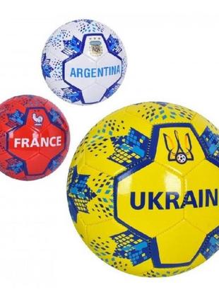 Мяч футбольный en 3331 размер 5 пвх 1 8мм 340-360г 3 вида (страны) в пакете1 фото