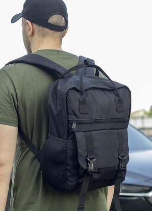 Молодежный мужской рюкзак черный тканевой с карманом для ноутбука унисекс повседневный городской