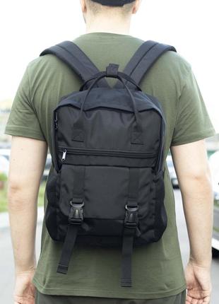 Молодежный мужской рюкзак черный тканевой с карманом для ноутбука унисекс повседневный городской3 фото